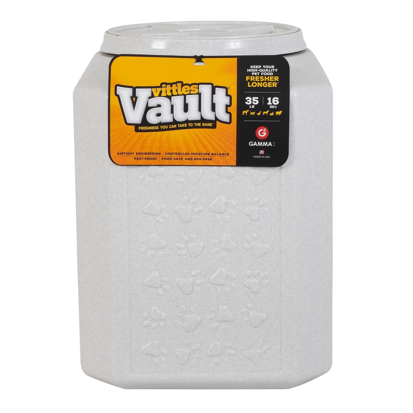 Vittles Vault by GAMMA2 Paw Print Pet Food Container 35 Lb