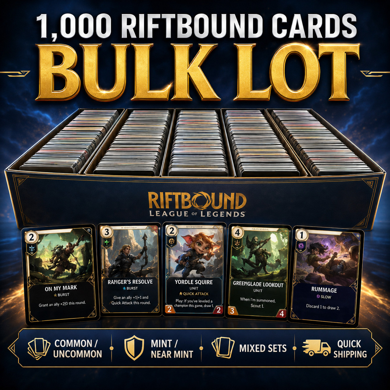 Riftbound League of Legends TCG Instant Collection 1000+ Bulk Cards C/UC NM/M