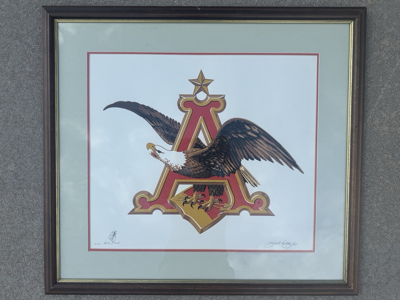 Anheuser Busch “The A & Eagle” Serigraph Print By Artist Jack Stanley Signed AP Anheuser Busch “The A & Eagle” Serigraph Print By Artist Jack Stanley Signed AP