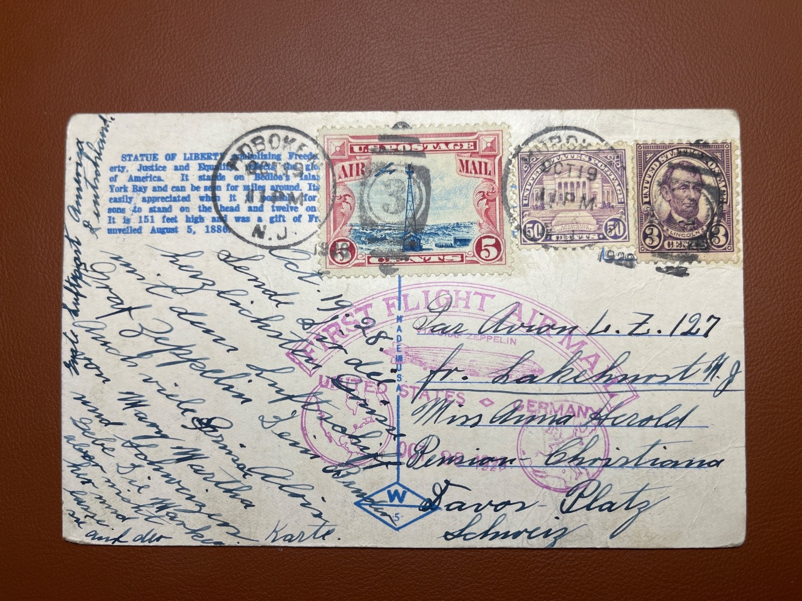 1928 GRAF ZEPPELIN LZ127 FIRST FLIGHT COVER USA TO GERMANY AIRMAIL RARE