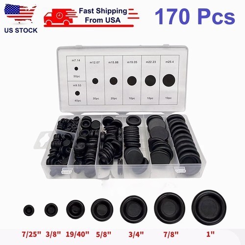 Rubber Grommet Firewall Hole Plug Electrical Wiring Gasket Assortment Kit 170pcs