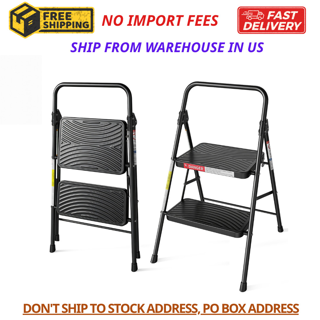 LevLad 2 Step Folding Step Stool 330 Lb Capacity Non Slip Kitchen Garage Outdoor