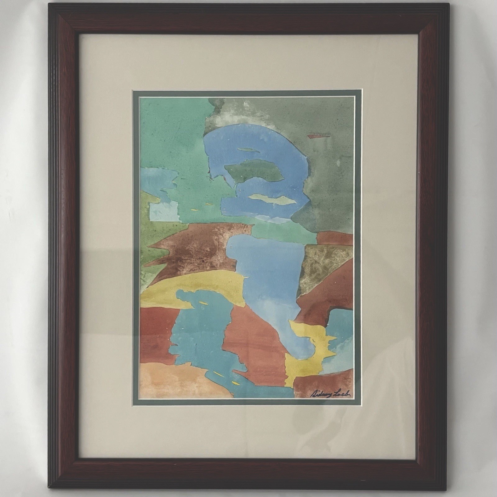 Sidney Loeb Abstract Watercolor Signed Framed Matted Site Size 10”x 14”