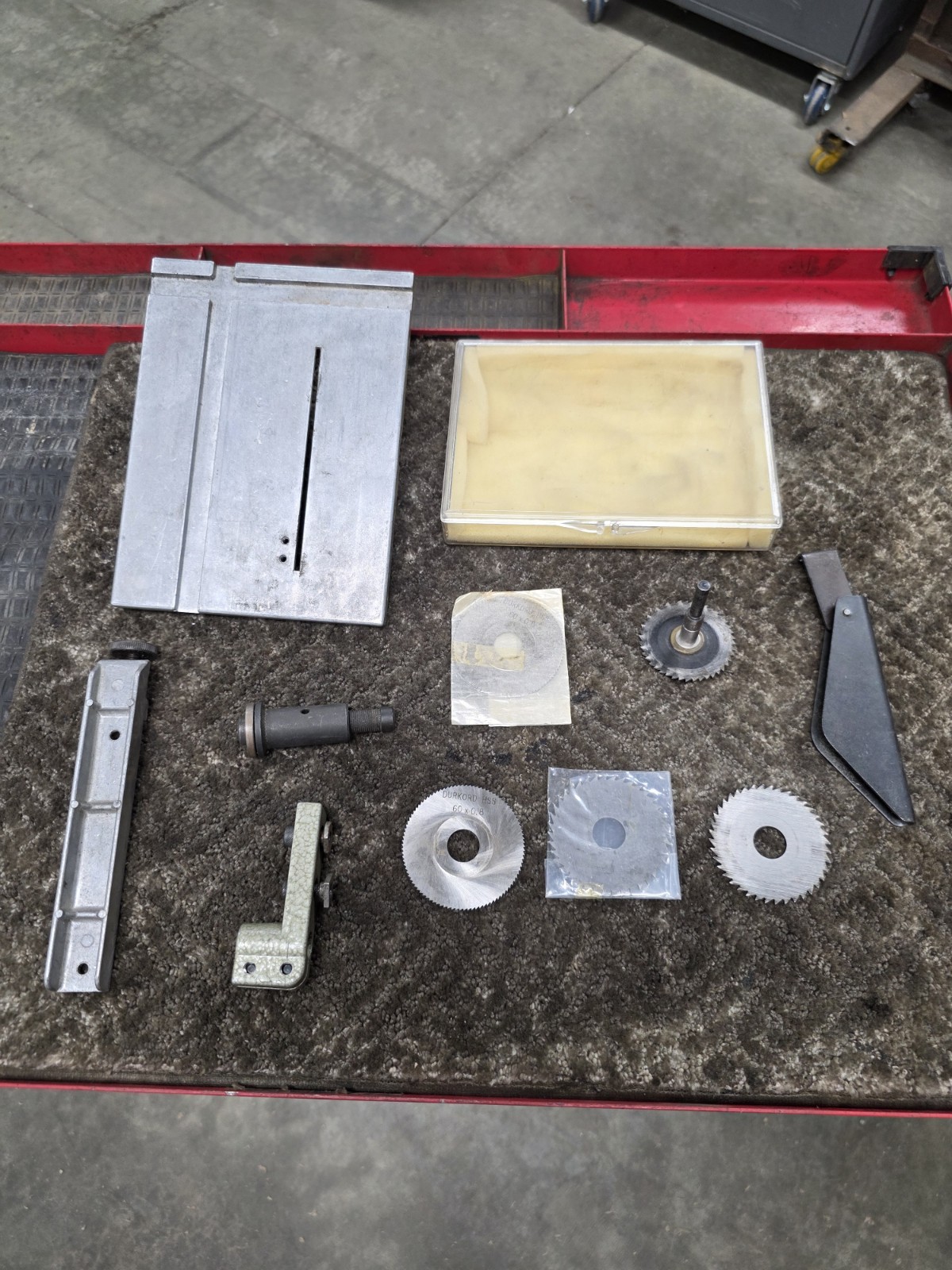 Vintage Emco Unimat SL Table Saw Attachment Set Blades Arbor Accessories Vintage Emco Unimat SL Table Saw Attachment Set Blades Arbor Accessories