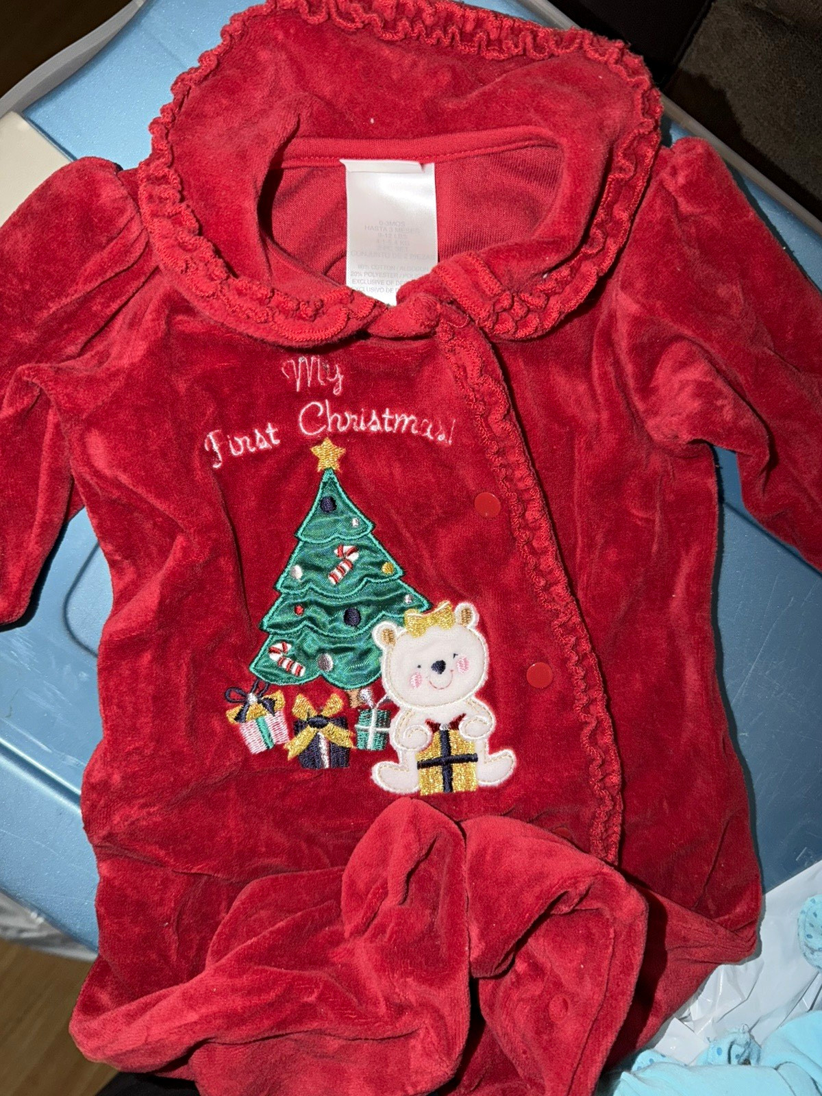 2-piece First Christmas Baby with Bib Set Red/White 2-piece First Christmas Baby with Bib Set Red/White