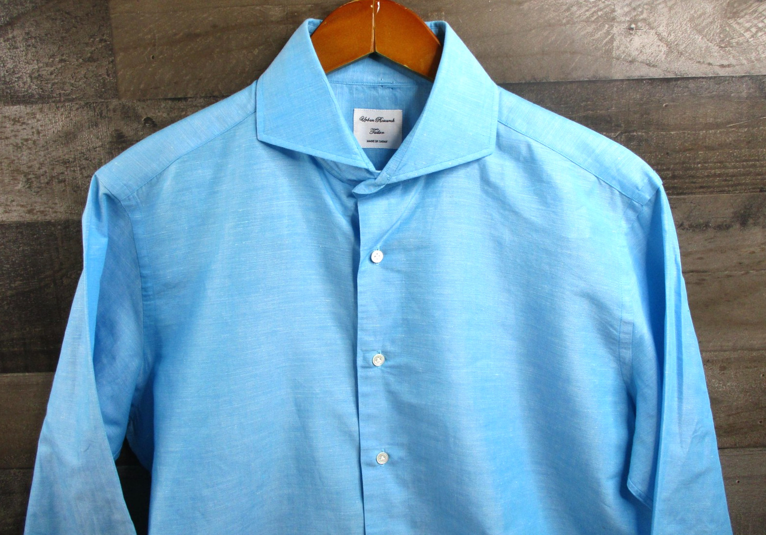 Urban Research Shirt Mens Medium 41 Blue Linen Blend Long Sleeve Made Japan