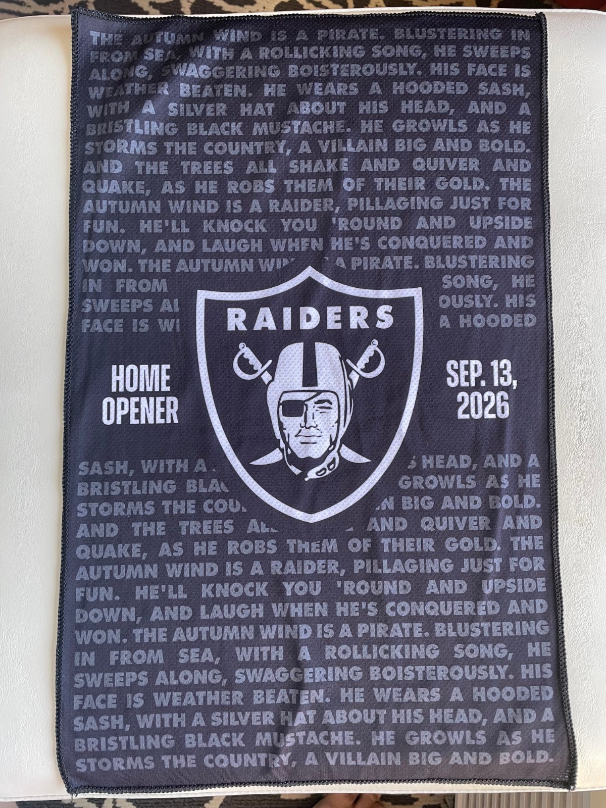 LAS VEGAS RAIDERS vs MIAMI DOLPHINS 2026 Home Opener Rally Towel 9/13/26 LAS VEGAS RAIDERS vs MIAMI DOLPHINS 2026 Home Opener Rally Towel 9/13/26