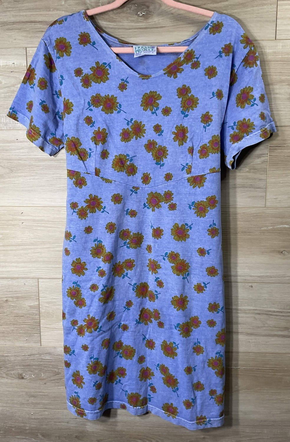Fresh Produce Blue Daisy Dress XL Vintage Cottage Core Cotton USA Floral Artsy Fresh Produce Blue Daisy Dress XL Vintage Cottage Core Cotton USA Floral Artsy