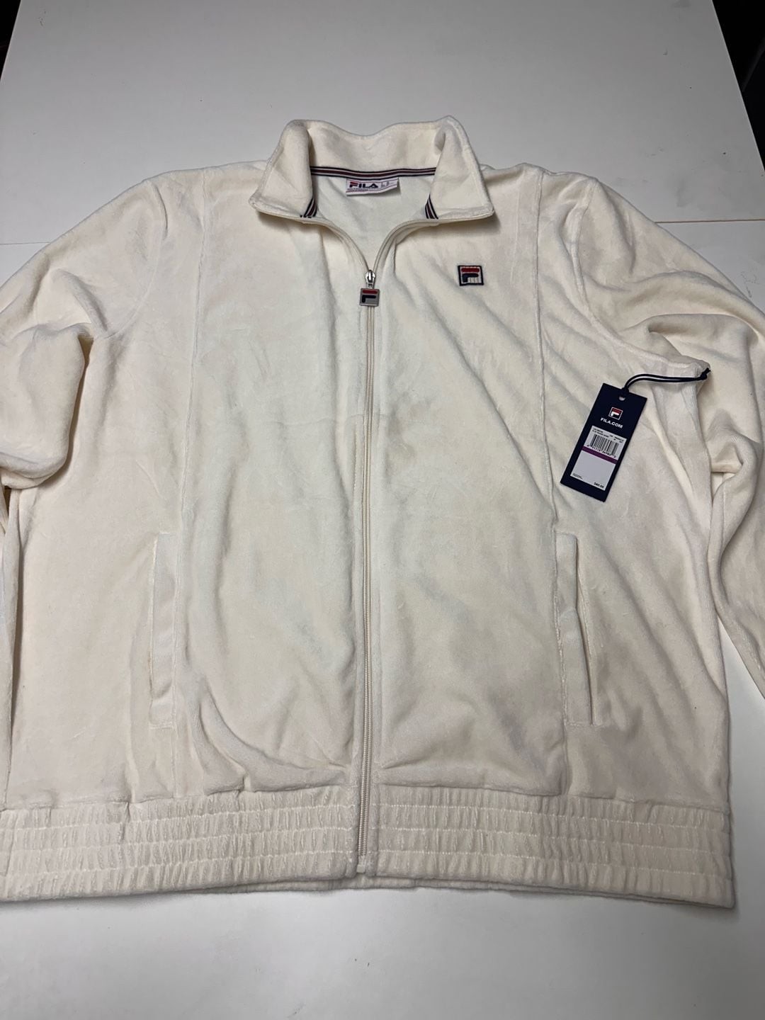 Fila O-Fit Velour Jacket Size XXL Cream Full Zip Fila O-Fit Velour Jacket Size XXL Cream Full Zip