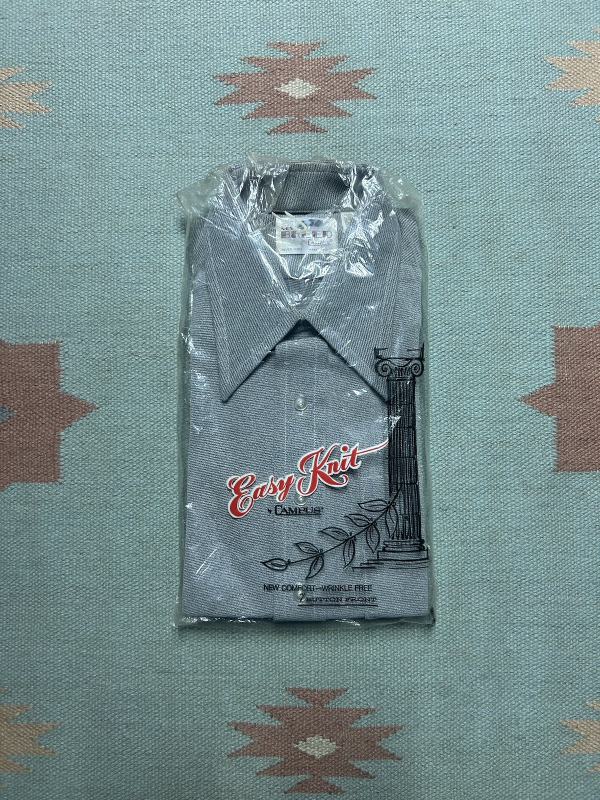 NEW Vintage 70s long sleeve button shirt Campus nylon knit NWT DEADSTOCK medium NEW Vintage 70s long sleeve button shirt Campus nylon knit NWT DEADSTOCK medium