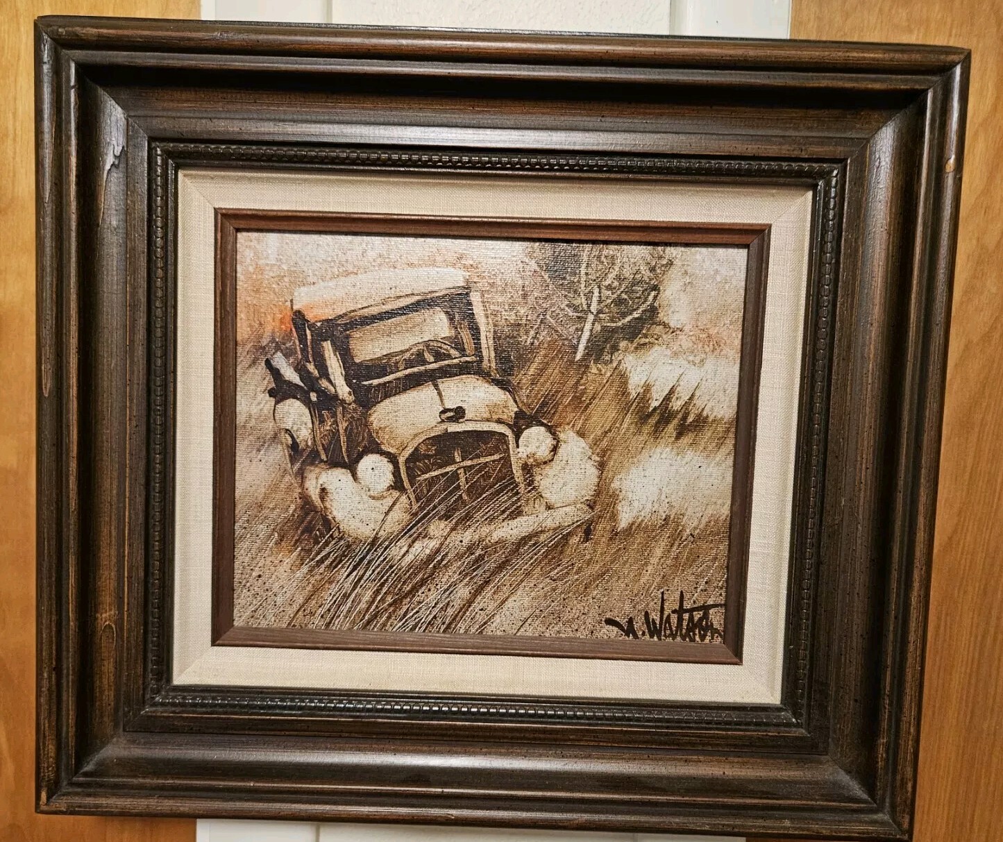 Original Framed Oil Painting Truck In The Field 14\ Original Framed Oil Painting Truck In The Field 14\