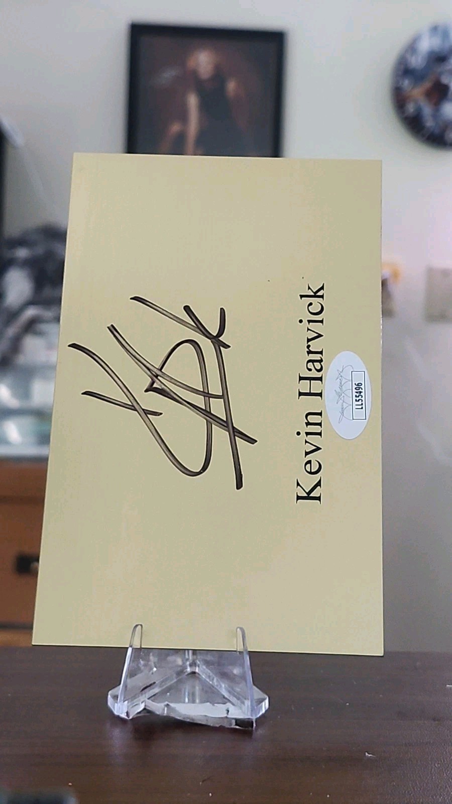 Kevin Harvick Gold Metal Name Plate Signed Authenticated James Spence 5x7 Auto