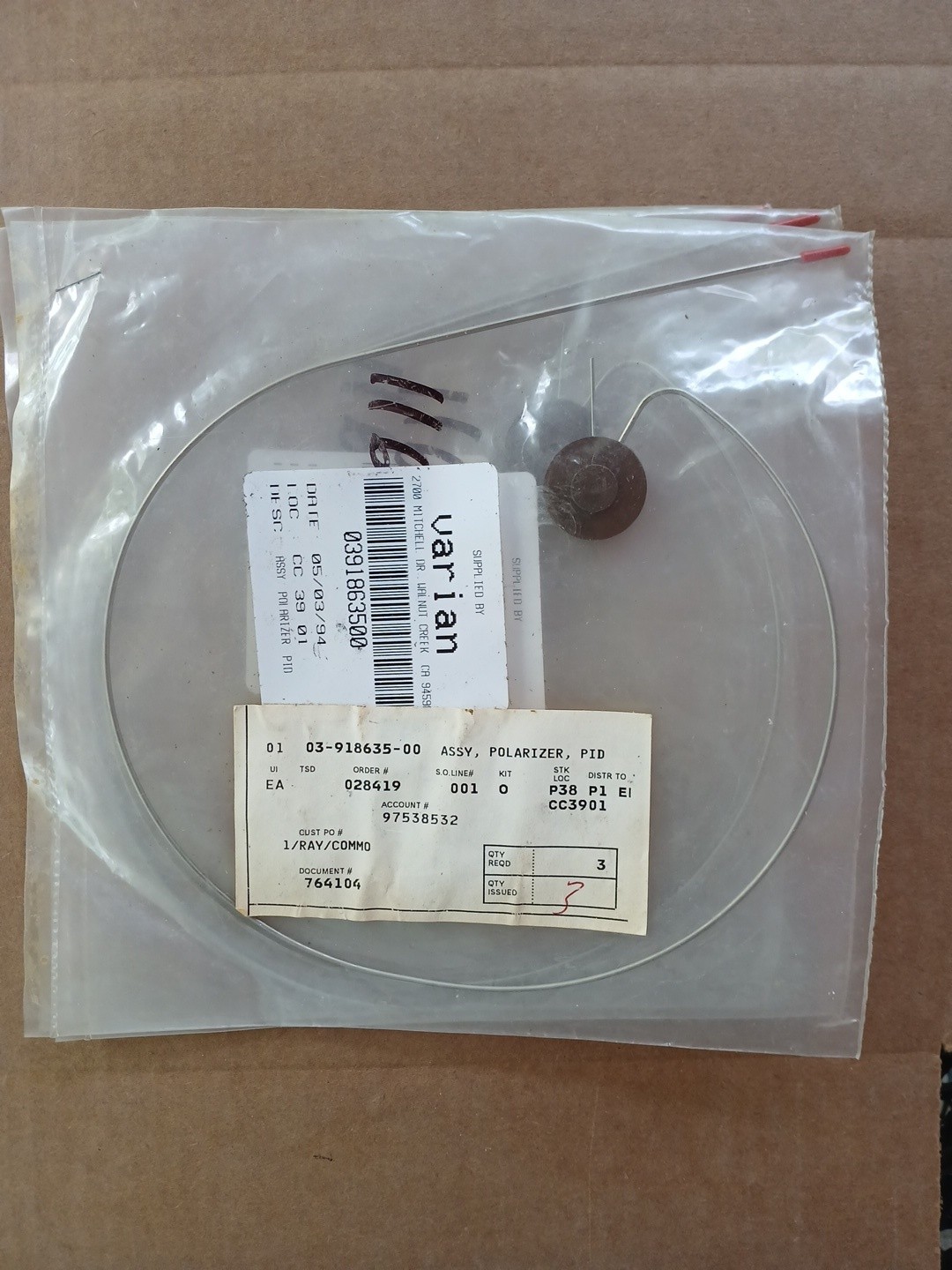 Lot of 3 Varian 03-918635-00 0391863500 Assy Polarizer PID Gas Chromatography Lot of 3 Varian 03-918635-00 0391863500 Assy Polarizer PID Gas Chromatography