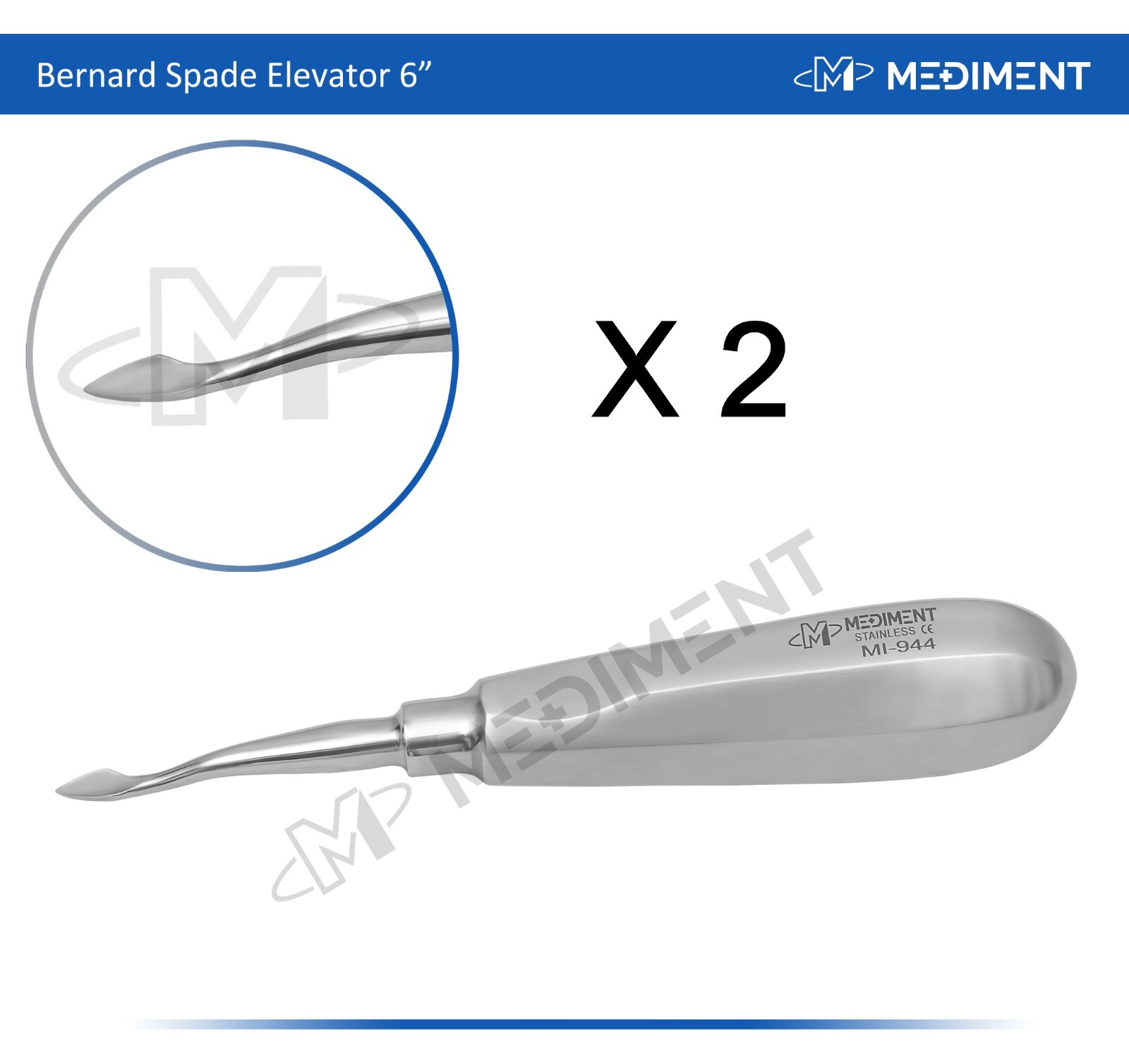 2 X Dental Surgery Elevator Bernard Spade 6\'\' Length Root Extraction