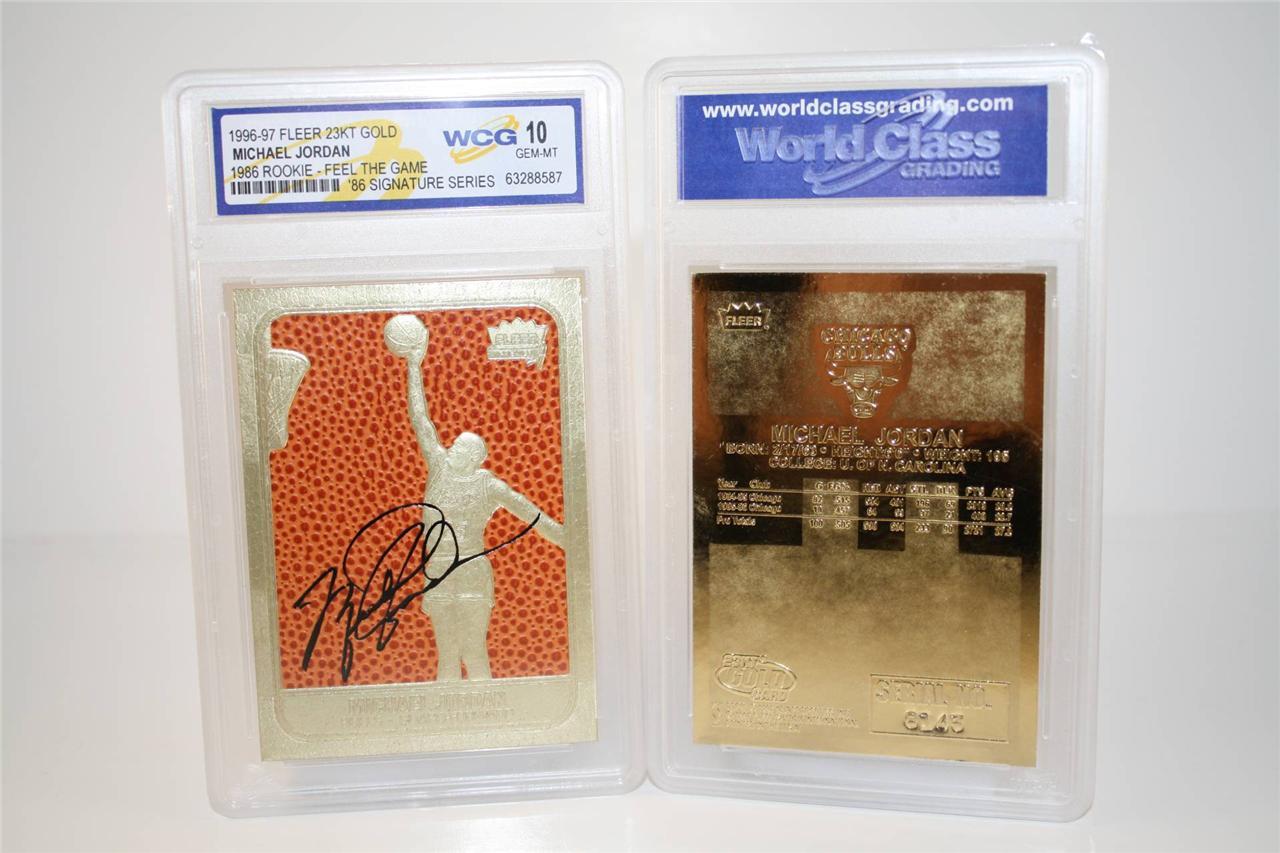 MICHAEL JORDAN 1996 Fleer Feel The Game Signature 23KT Gold \'86 Card GEM MINT 10