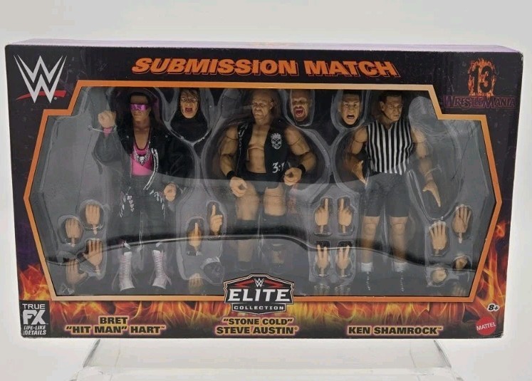 WWE Mattel Elite Collection Wrestlemania 13 Submission Match Figure 3 Pack NIB🔥