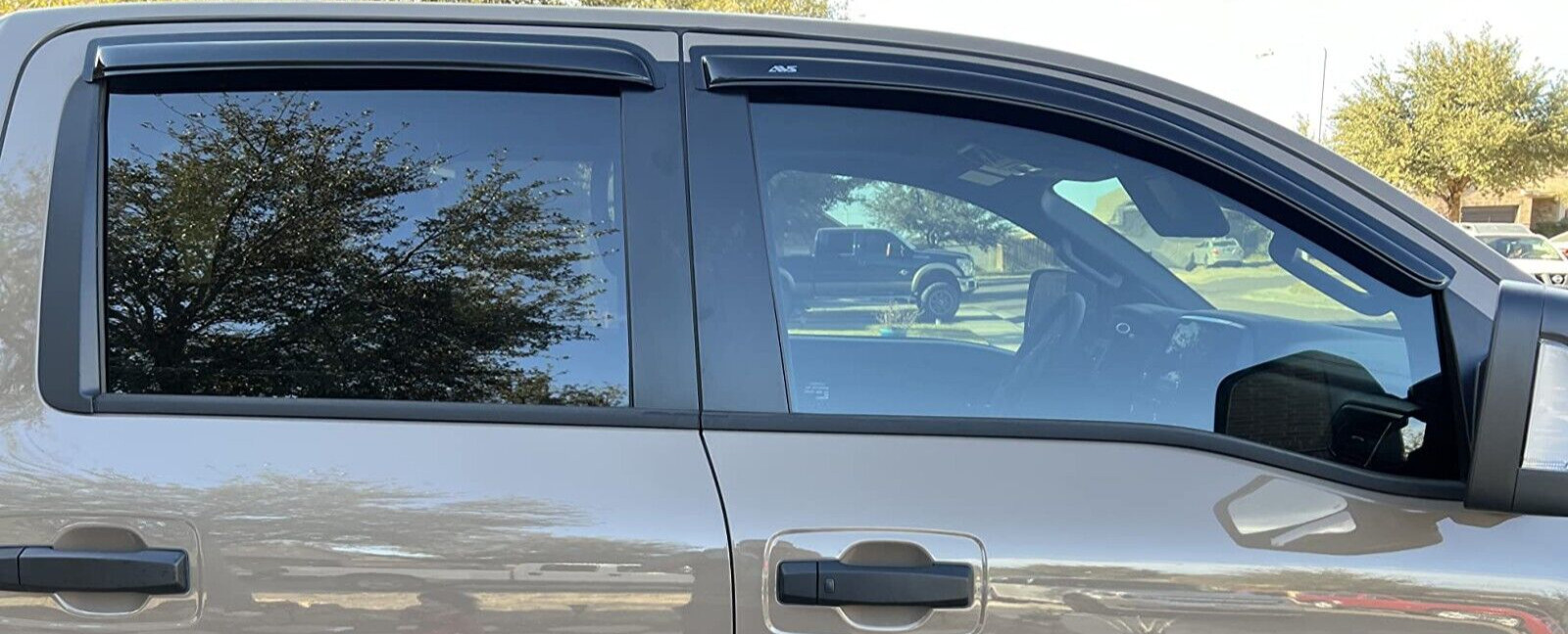 AVS 3M Tape-On Outside Mount Rain Guards Vent Visors for 17-24 Nissan Titan Crew