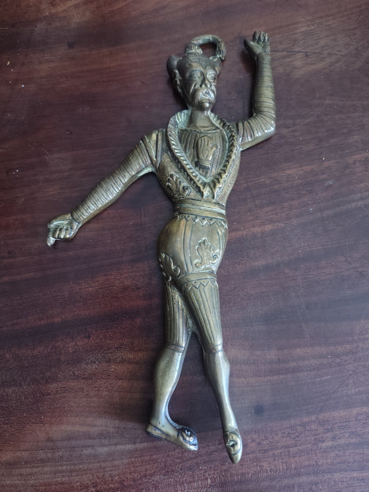Antique William Wallet Brass Clown Figure c.1830 8 inches Tall Shakespeare Actor