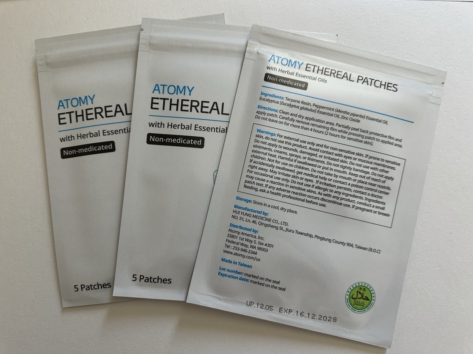Atomy Ethereal Patches with Herbal Essential Oils 3 Pack( 5 pcs/pack) US SELLER.