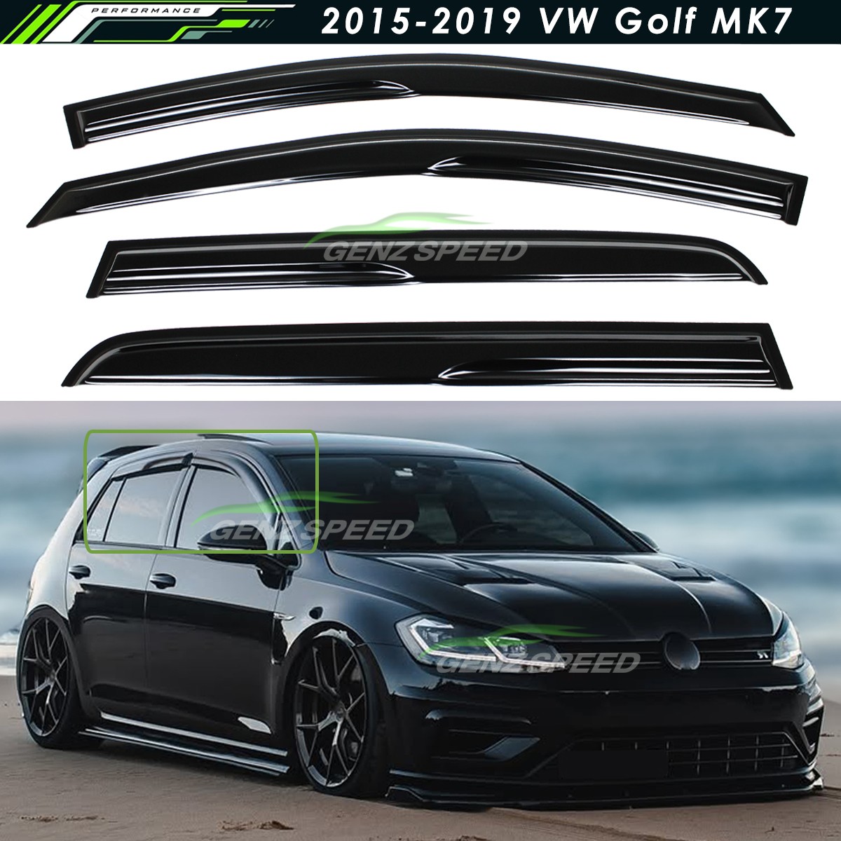 For 2015-2019 VW MK7 Golf7 R GTI Wavy Mugen Style Window Visors Rain Guards For 2015-2019 VW MK7 Golf7 R GTI Wavy Mugen Style Window Visors Rain Guards