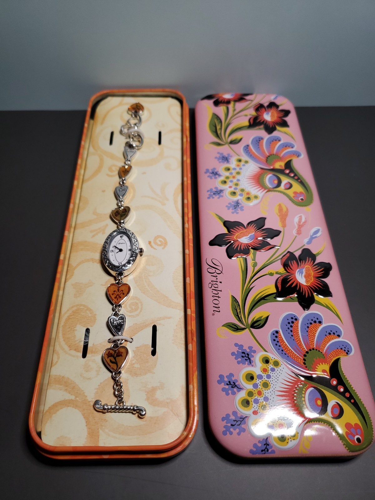 Brighton Picadilly Heart Watch 8 Charms In Wristband Multi-Color Hearts - NEW