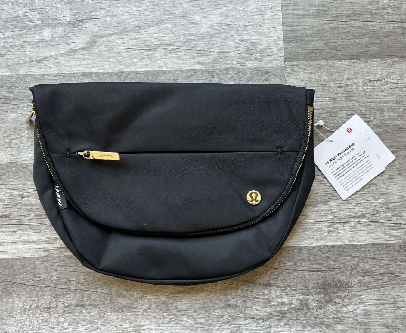 Lululemon All Night Festival Bag Black and Gold Hardware 5L
