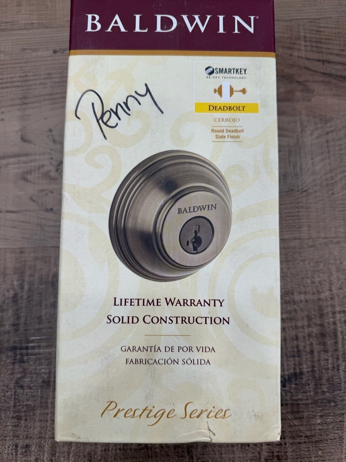 Baldwin Prestige Series Round Deadbolt SmartKey Slate finish, 93800-008 380 RDB