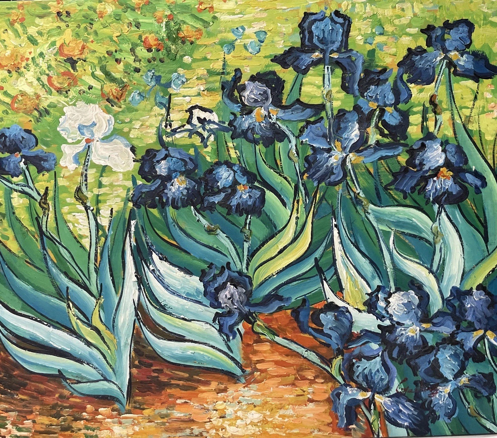 Irises Vincent Van Gogh Style Original On Canvas  Vtg20\