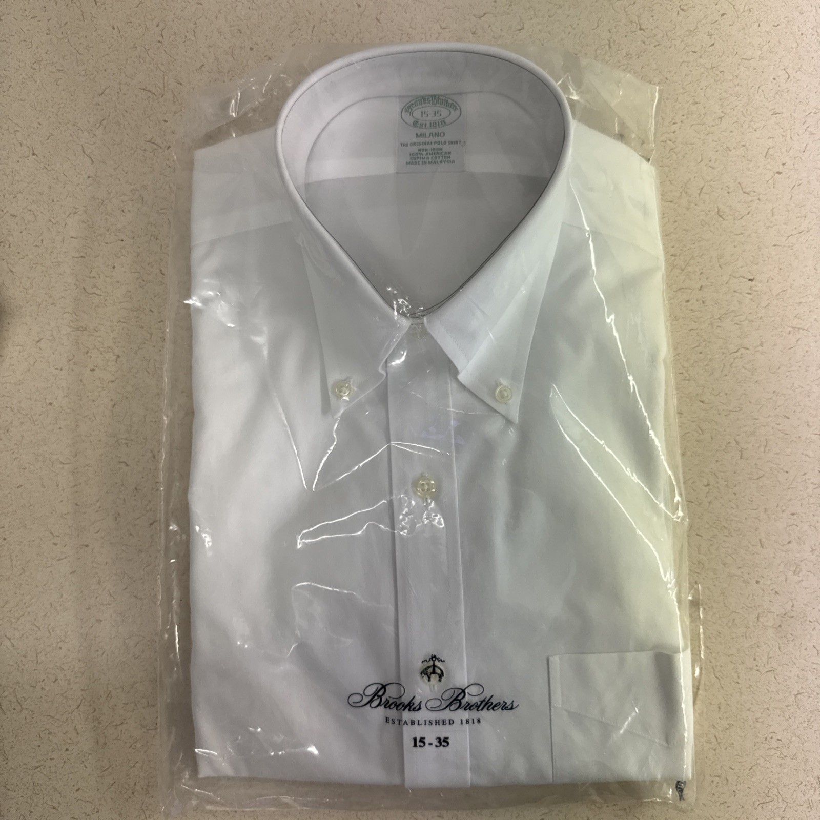 Brooks Brothers Milano White Dress Shirt – 15/35– NEW in Package – Discontinued
