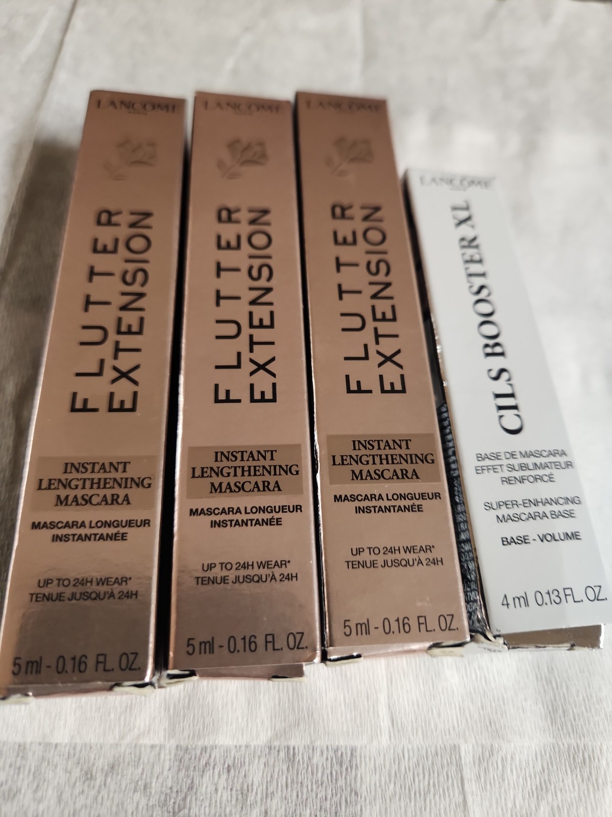 4Pk Lancome Lash Flutter Extension Lengthening Mascara 5ml X3 & 1 Cils Booster 