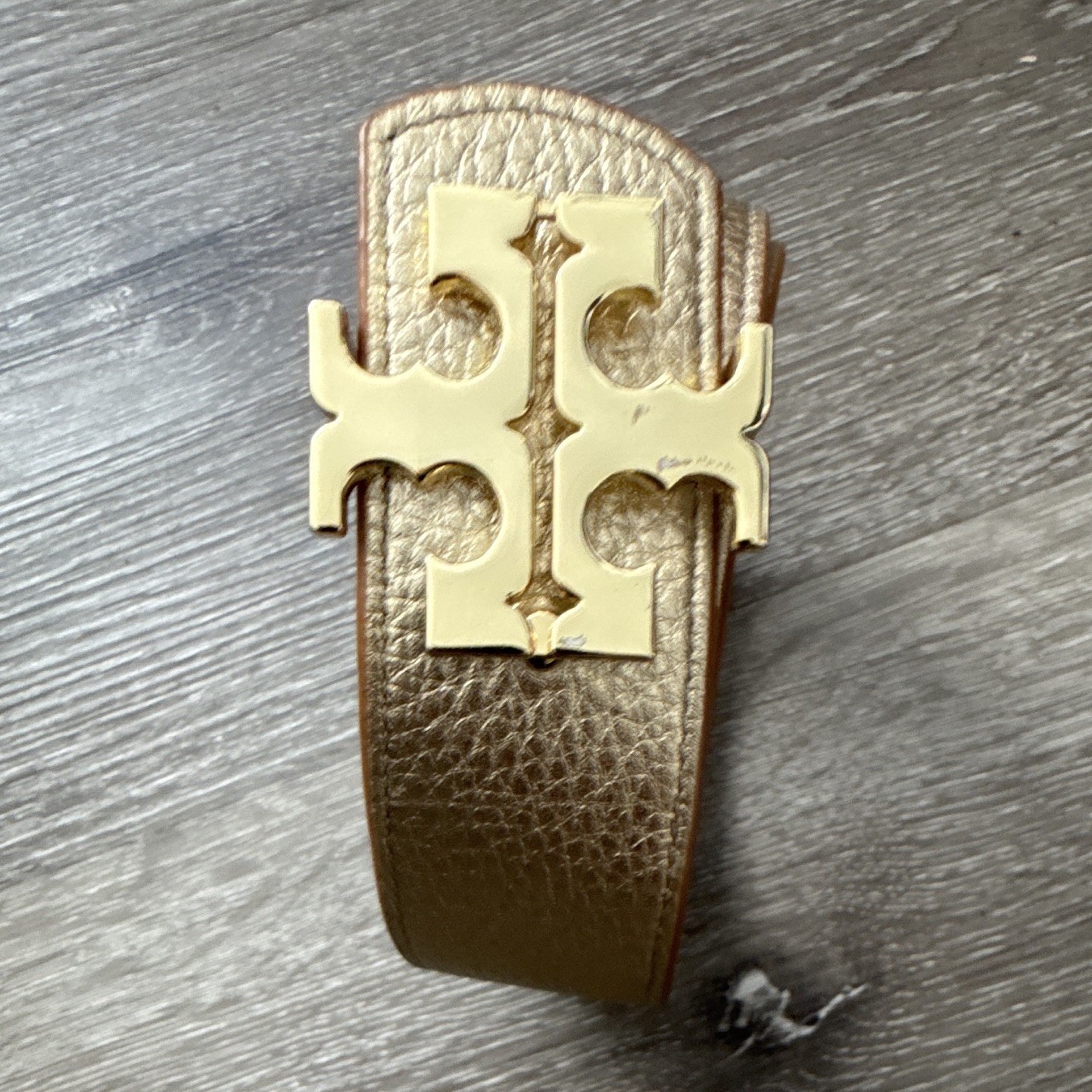 Tory Burch Women’s Brown Skinny Fashion Belt Gold-Tone Logo Buckle Adjustable