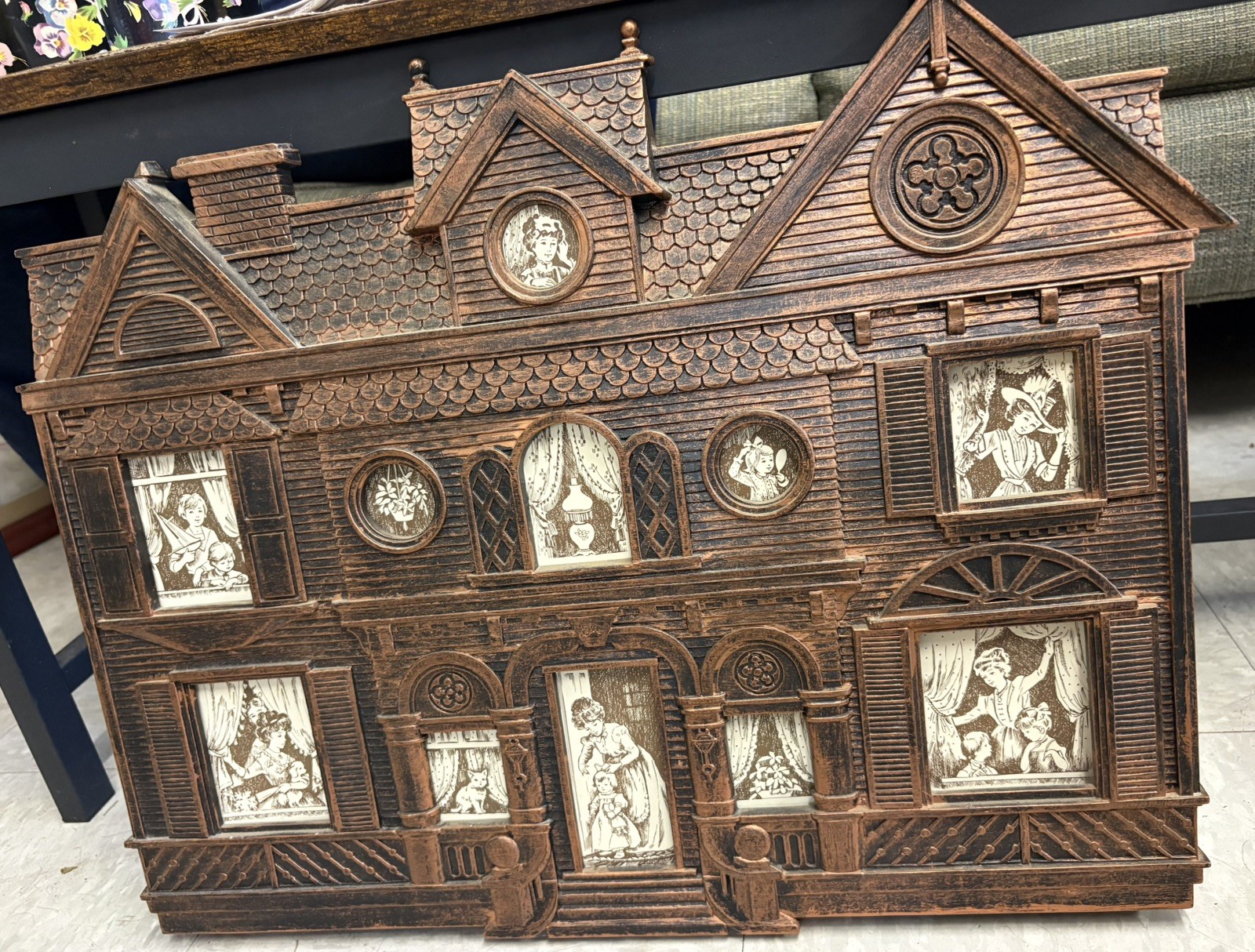 Vtg 1979 Coppercraft Guild Victorian Mansion House Collage Picture Frame 9201