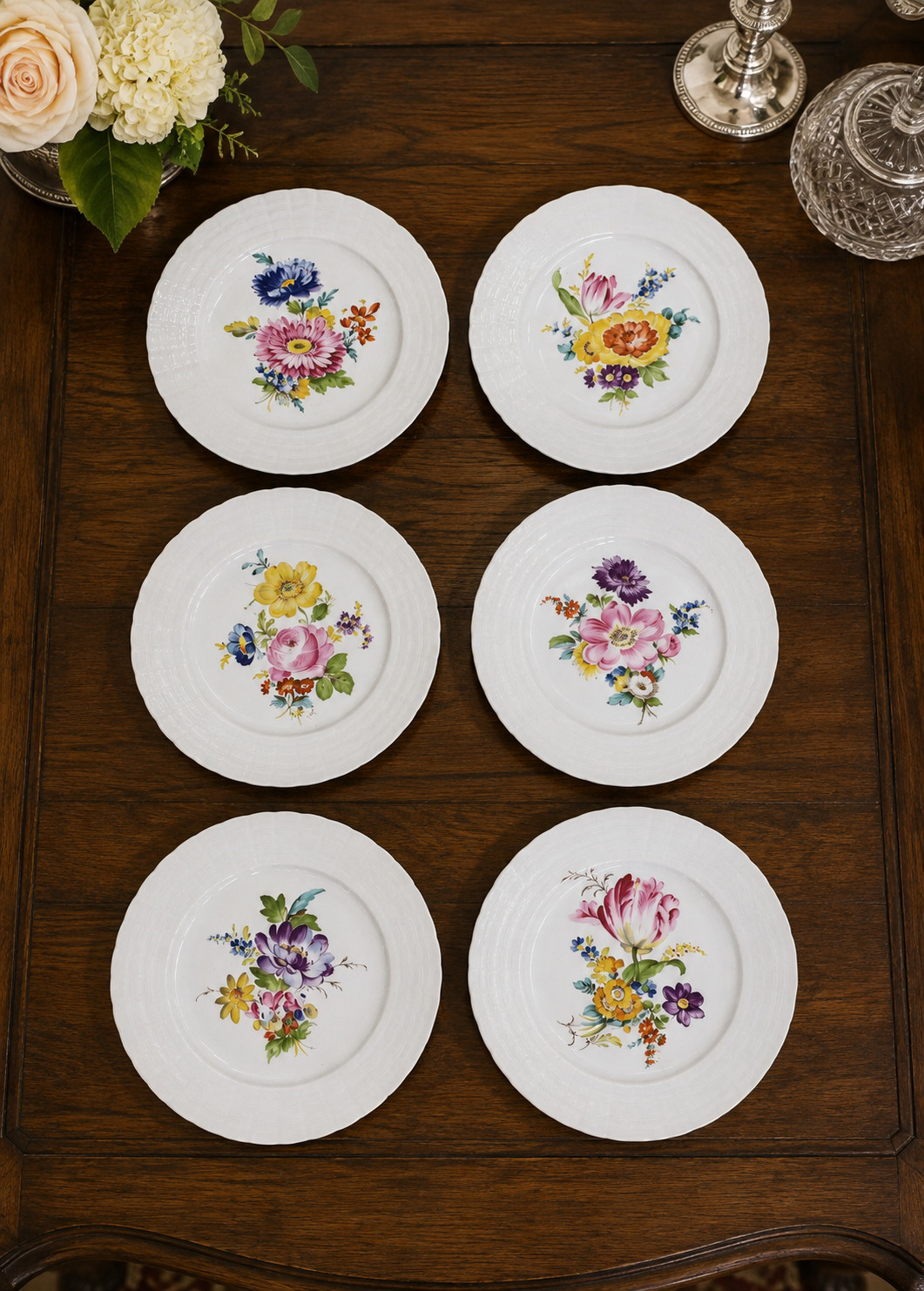 VTG Hutschenreuther 6 Floral Porcelain Salad Plates, 8\