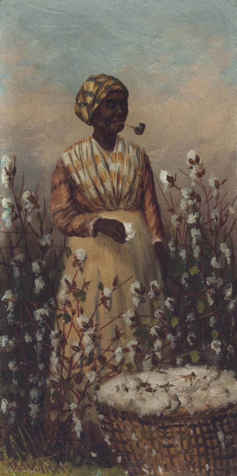 William Aiken Walker Woman Smoking Pipe and Picking Cotton Southern Genre