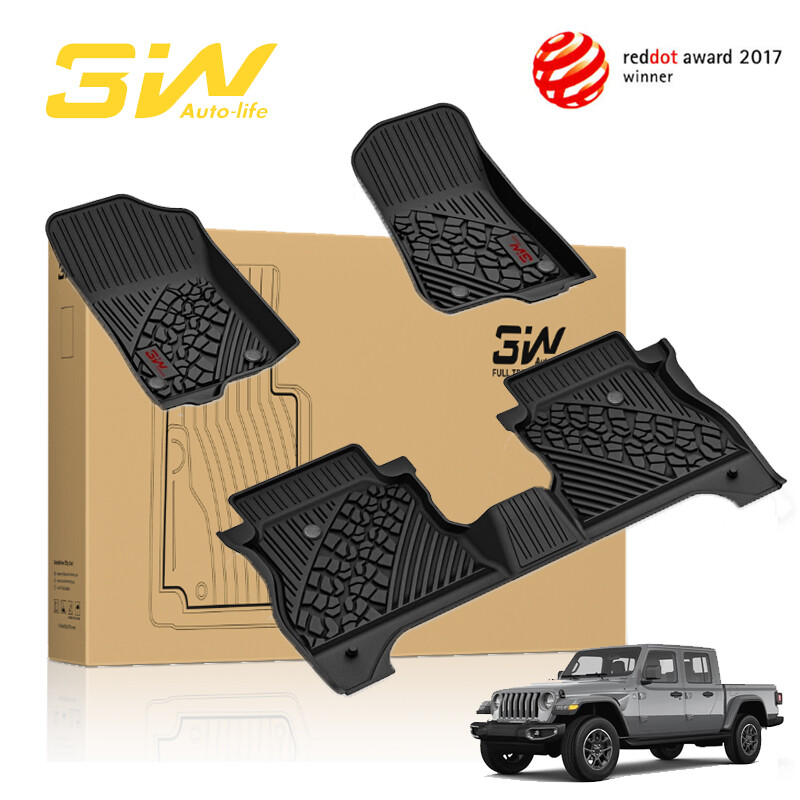 3W Floor Mats For 2020-2026 Jeep Gladiator Car Floor Liner Thorex™ with Red Logo