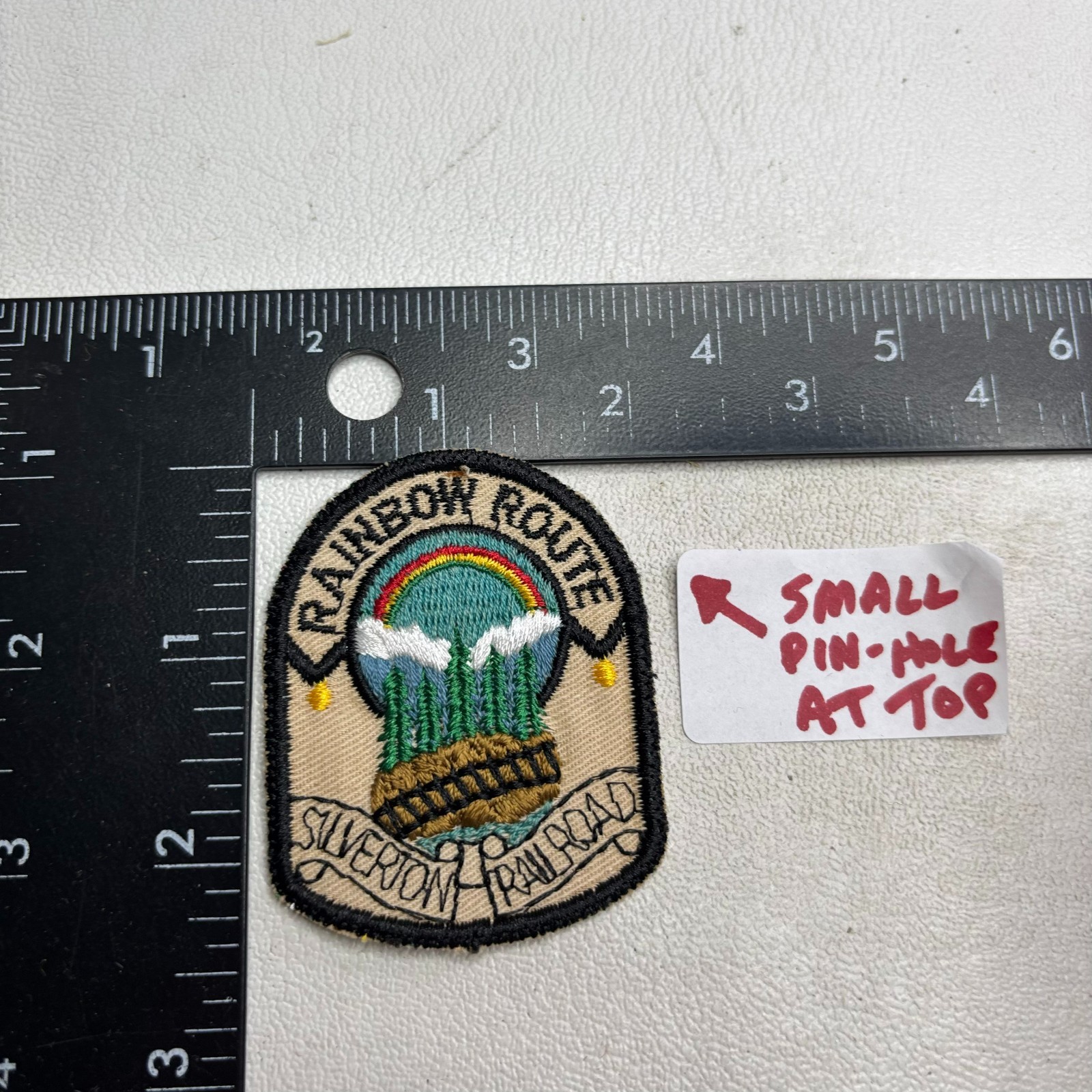 Vtg As-Is-Pin-Hole RAINBOW ROUTE SILVERTON RAILROAD Train Patch 23YA