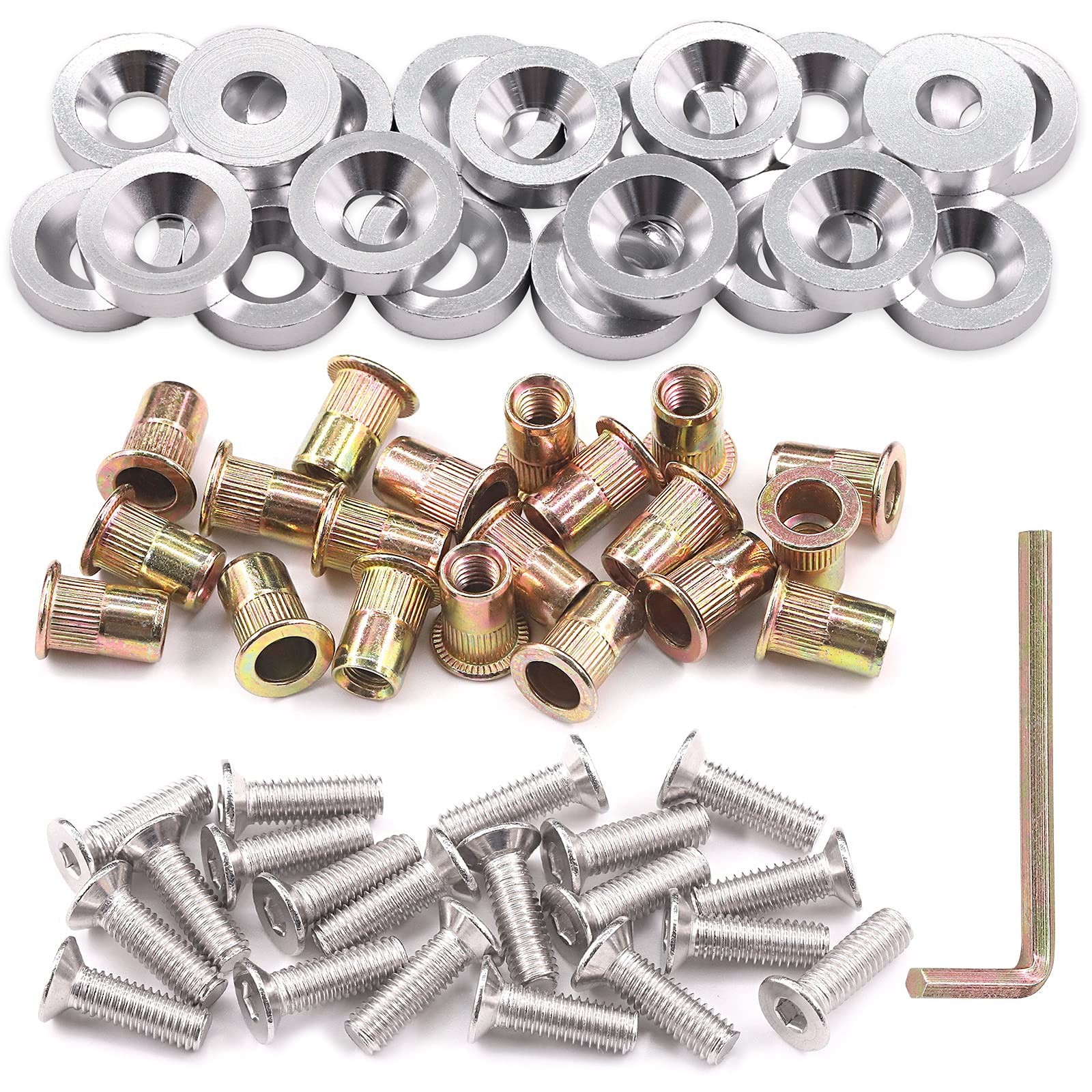 61Pcs Silver M6 Aluminum Bumper Fender Washer CNC Finishing Washer Engine Bay...