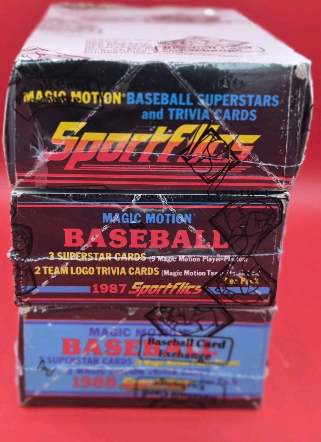 LOT OF 3 BOXES-1986 1987 1988 SPORTFLICS BASEBALL 36 PKS EA -BBCE AUTHENTICATED