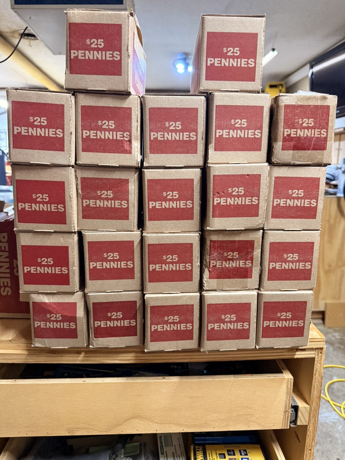 $25 Bank Box of 2,500 Pennies – Unsearched Find Wheats, Errors, Copper