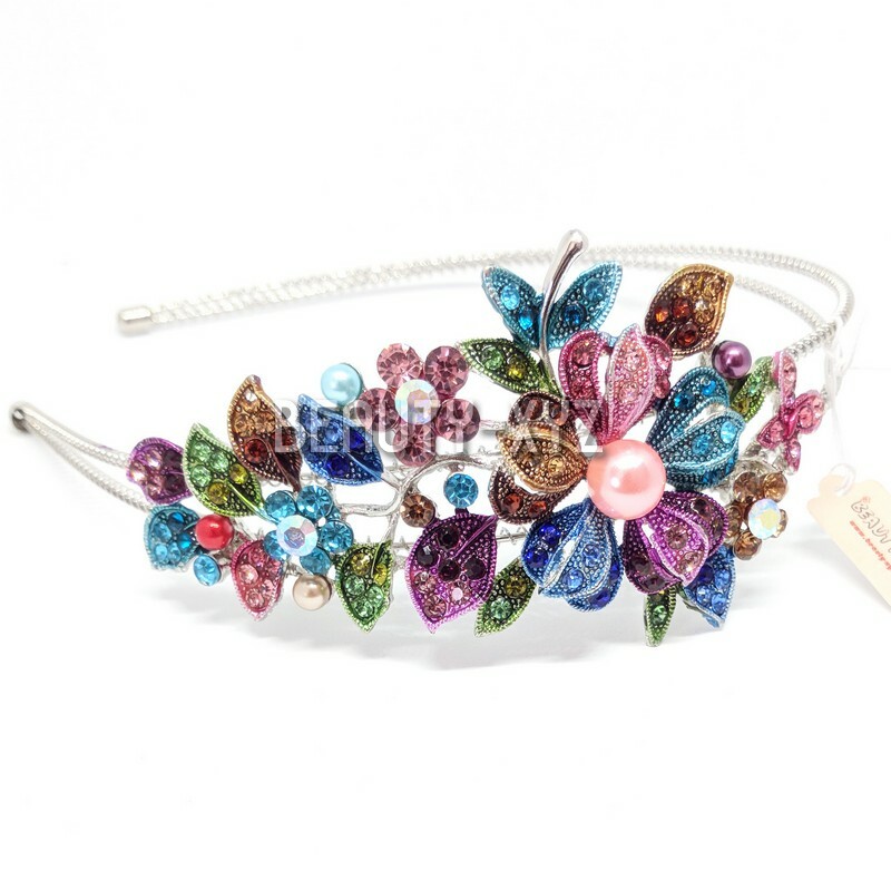 Fashion Crystal Rhinestones metal Flowers Headband bridal head-wear Accessories 