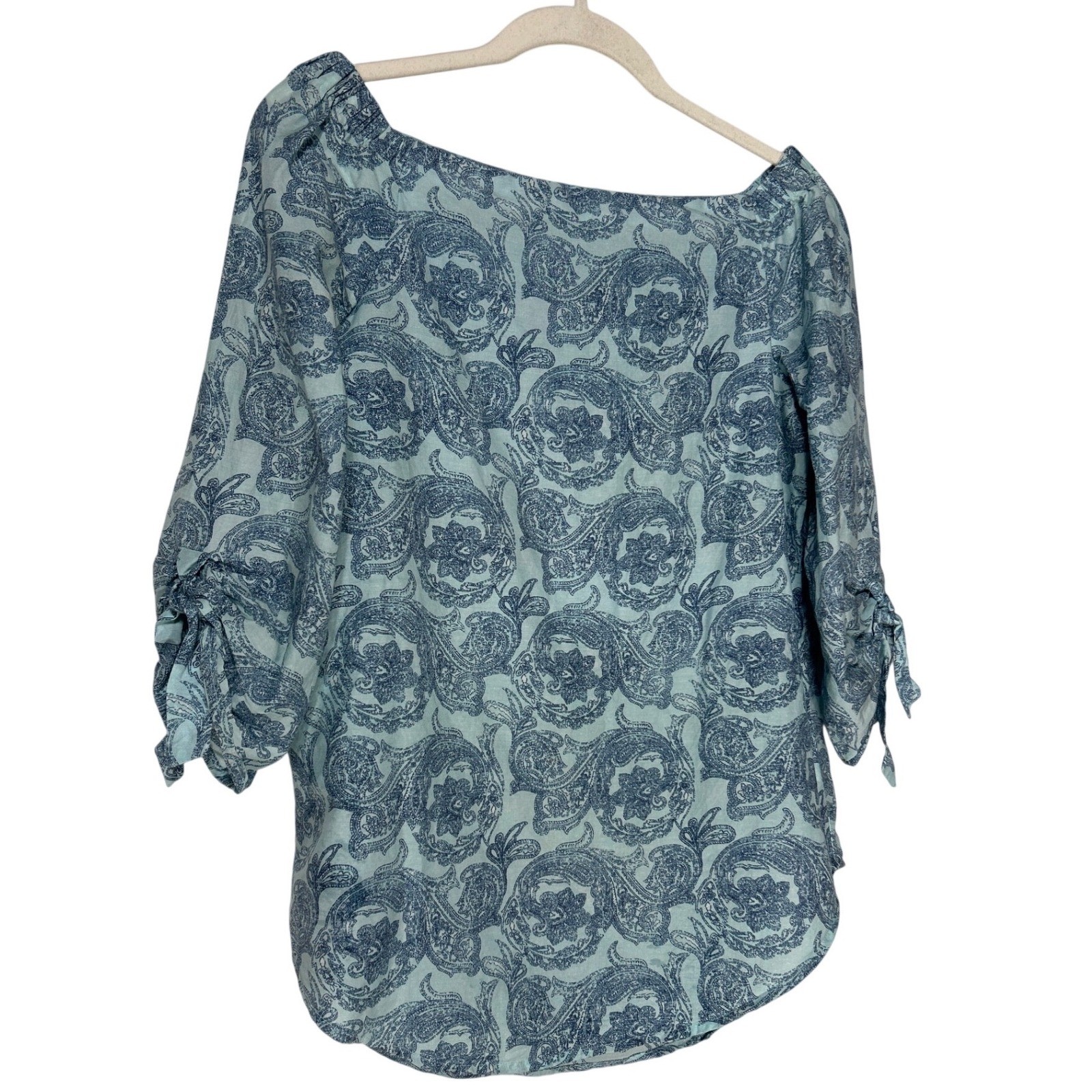 J. McLaughlin Natasha Silk Blend Tie Sleeve Top Blue Paisley Size XS Retail $168 J. McLaughlin Natasha Silk Blend Tie Sleeve Top Blue Paisley Size XS Retail $168