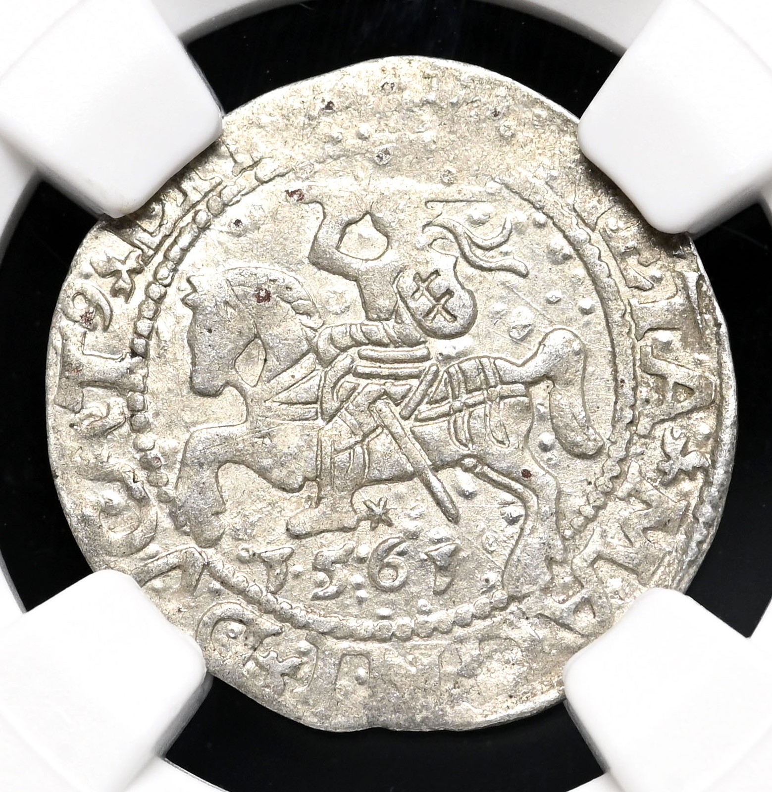 POLAND, Lithuania. Sigismund, 1561. Silver 1/2 Groschen, NGC MS62