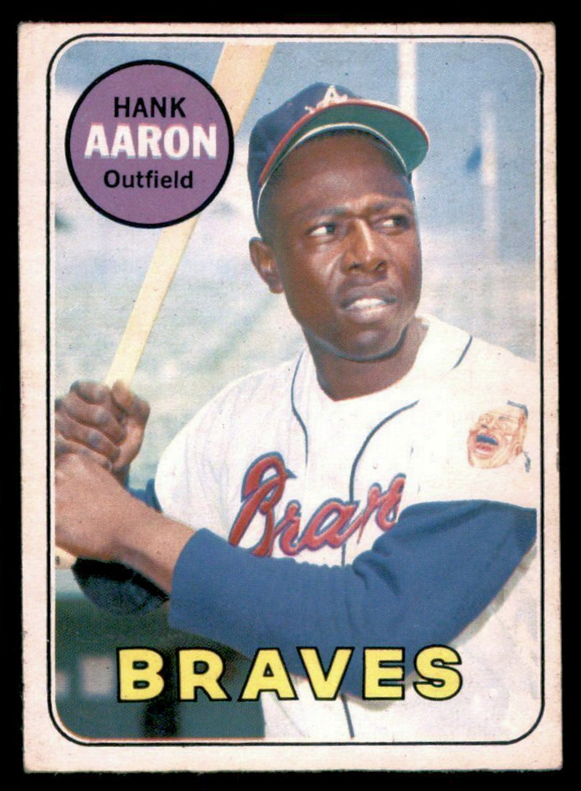 1969 O-Pee-Chee Hank Aaron #100 Baseball Card - Braves 1969 O-Pee-Chee Hank Aaron #100 Baseball Card - Braves