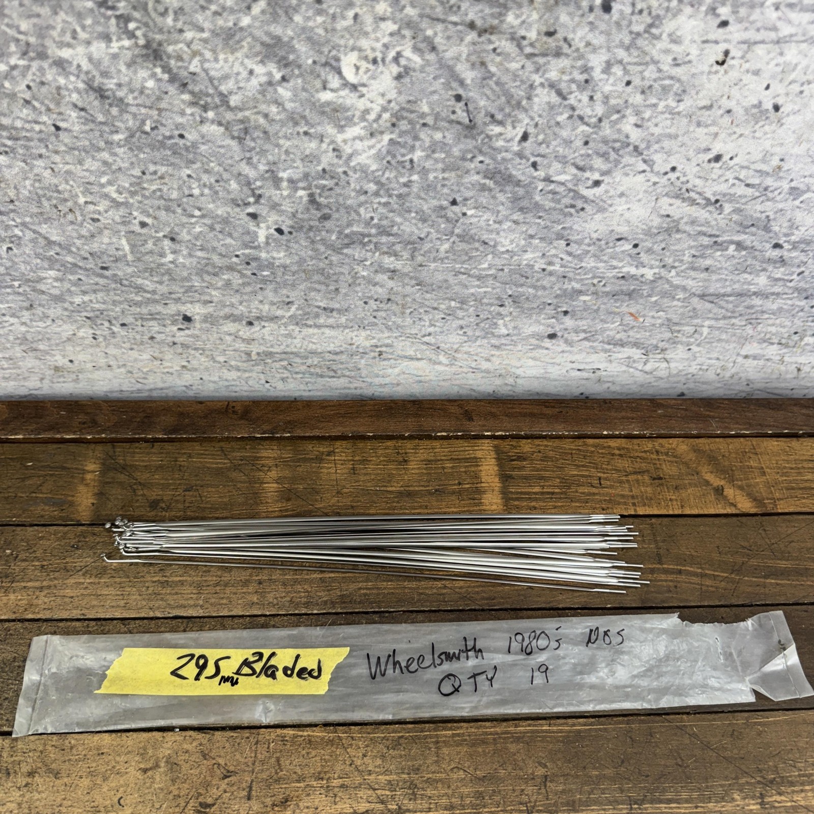 Vintage Wheelsmith Bladed Spokes 295mm Silver Steel J-Bend Qty 19 Wheel Lot NOS