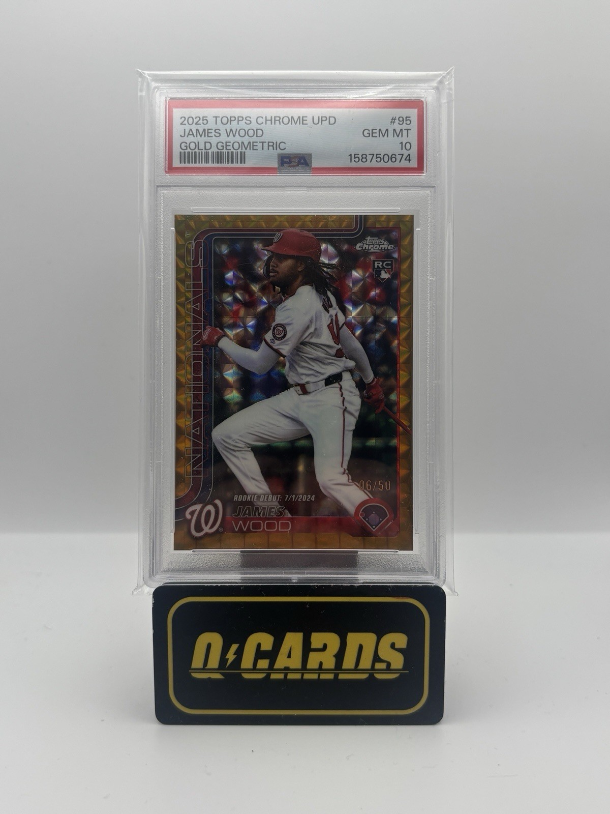 2025 Topps Chrome Update - Rookie Debut James Wood #USC95 Gold Geo /50 (RC) 2025 Topps Chrome Update - Rookie Debut James Wood #USC95 Gold Geo /50 (RC)