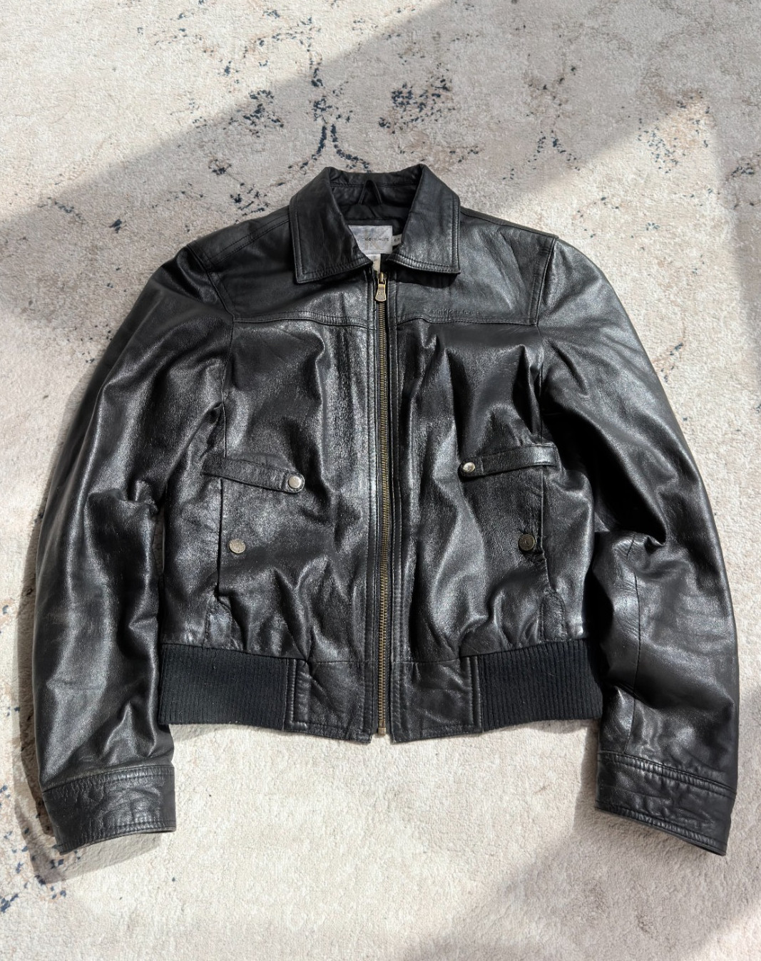Vintage Japanese Style CKlein  Genuine Leather Jacket Bomber 90s Y2K Zip Up