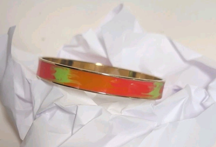 Vintage Erwin Pearl Signature Abstract Art Bangle Enameled Bracelet 