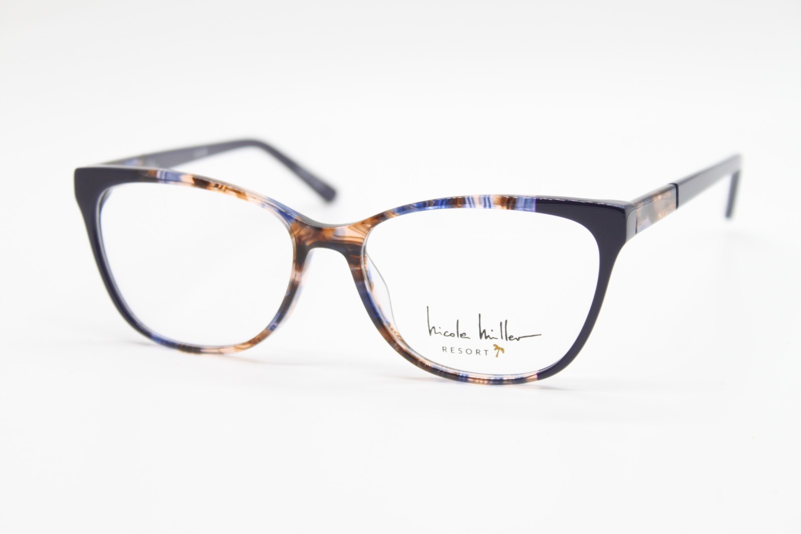 NEW NICOLE MILLER IBIZA C02 BROWN NAVY BLUE AUTHENTIC EYEGLASSES 53-15