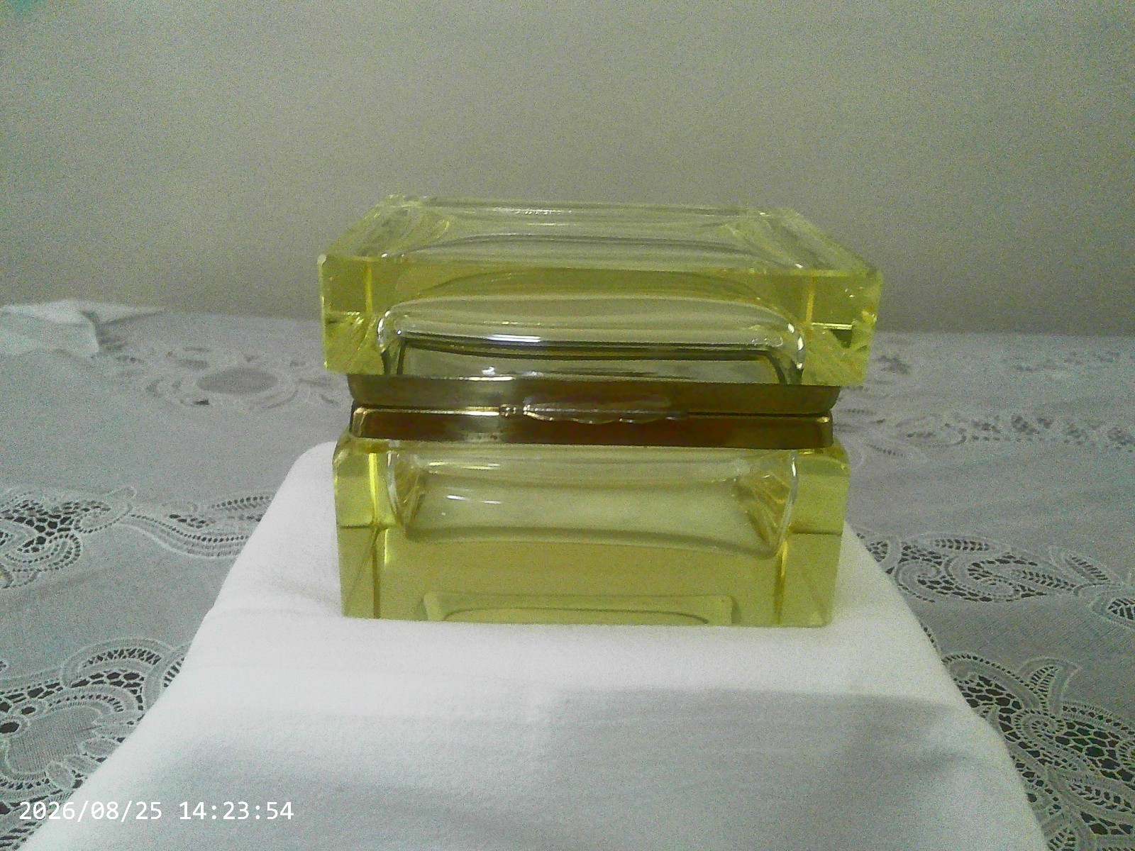 Mid Century Murano Somommerso yellow glass casket box