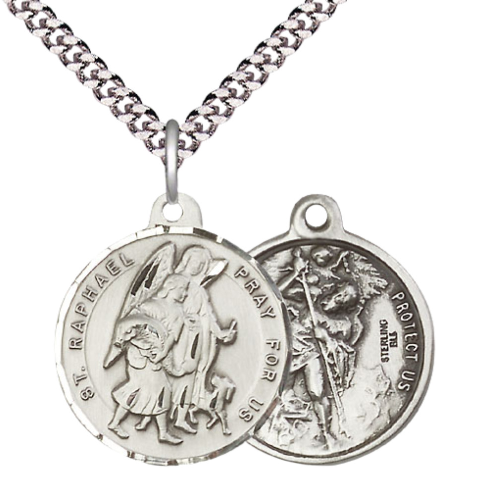 Sterling Silver Saint Raphael the Archangel Medal 24\